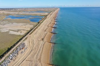 Flood coastal defence Lydd Ranges aerial view