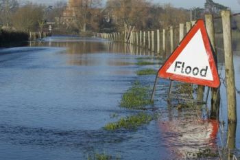 Flooded road and water-logged-fields 1