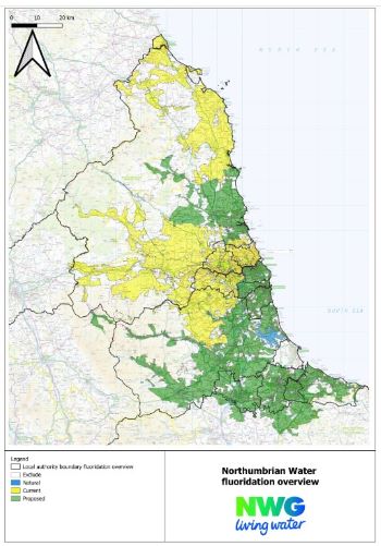 Northumbrian Water fluoridation area map
