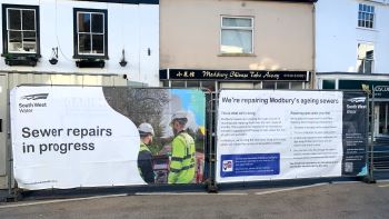SOUTH WEST WATER SIGNAGE FOR SEWER REPAIRS IN Modbury