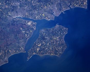 Solent  Isle of Wight aerial view source NASA