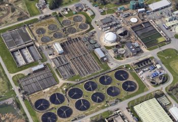 THAMES WATER AERIAL VIEW OXFORD SEWAGE TREATMENT WORKS