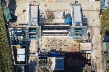Thames Water trunk main test facility at Kempton Park water treatment works - aerial view 1
