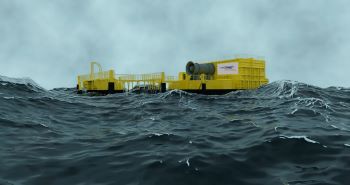 WEDUSEA rough Sea render  OceanEnergy OE35 wave energy