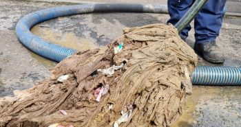WIPES PULLED FROM SEWER BLOCKAGE