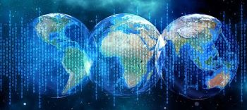 data binary 0 1 blue globes